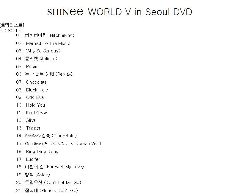 SHINee - SHINee World V In Seoul DVD (2 Disc)