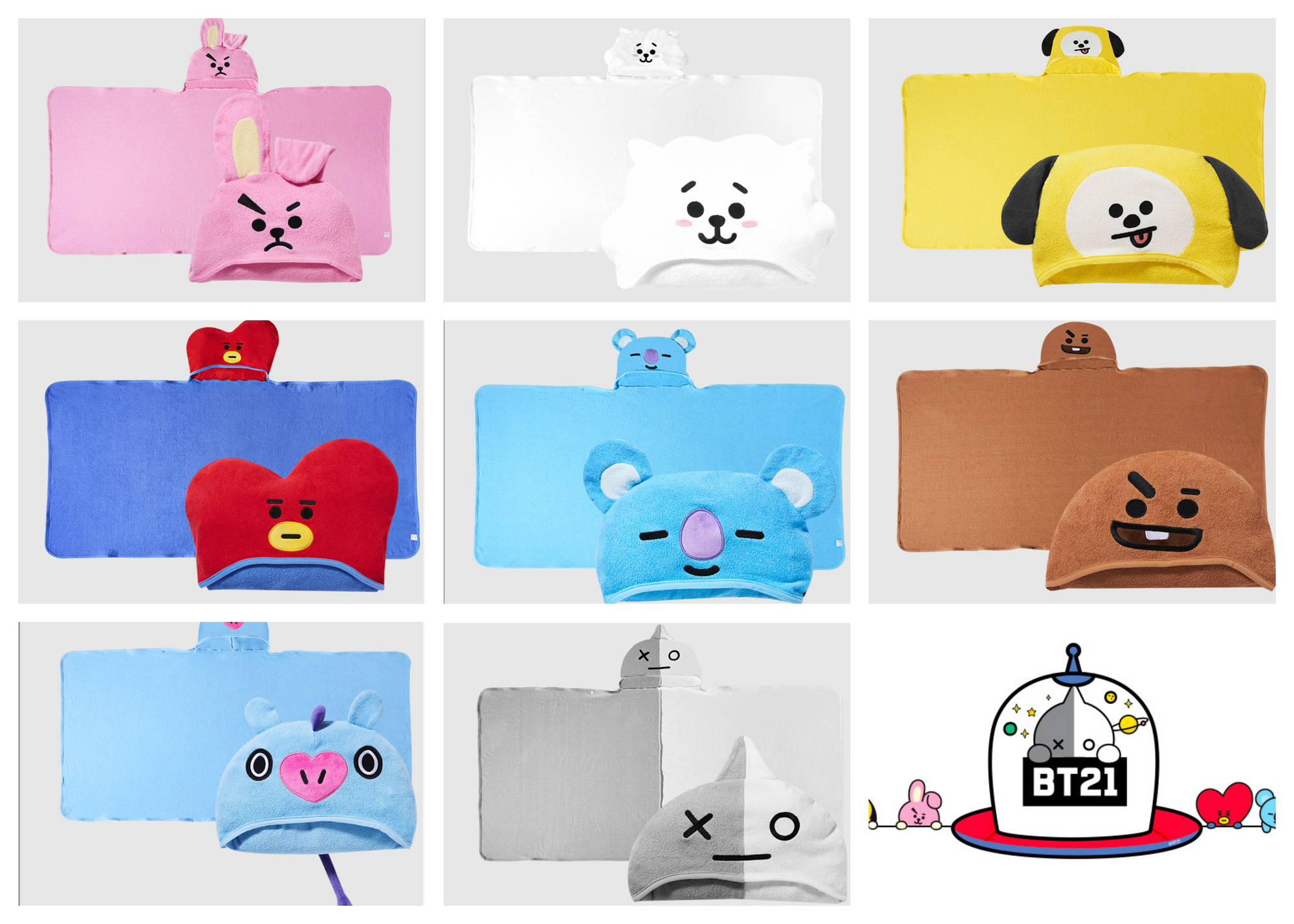 (Limited Quantity) BT21 Official Merchandise - HOODIE TOWEL