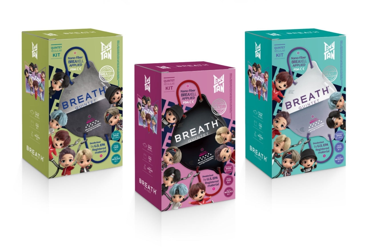 BREATH　TinyTAN　QUINTETマスク　２枚入×５０セット色選び可能 BTS TinyTan Breath Quintet Mask Kit – Choice Music LA