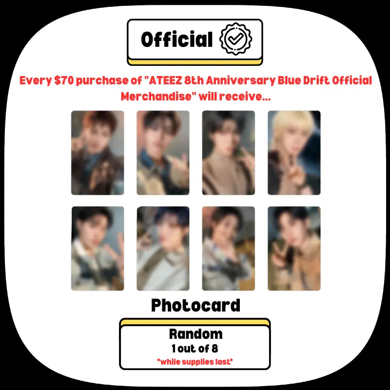 [Pre-Order]  ATEEZ 8th Anniversary Blue Drift Official Merchandise - Random Photocard Pack