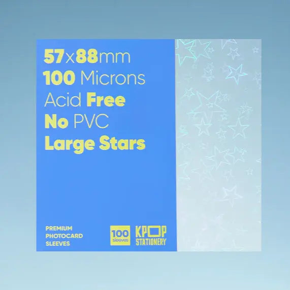 Holographic Large Stars Sleeves, 57 x 88 mm