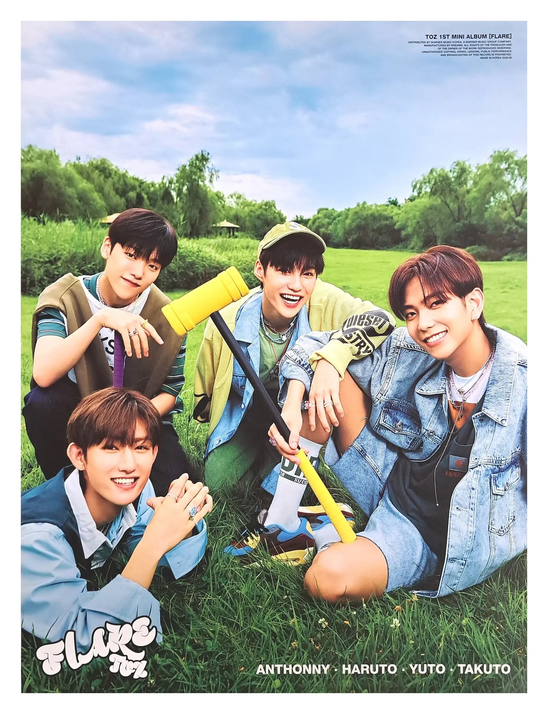 TOZ 1st Mini Album FLARE Official Poster - Photo Concept Green