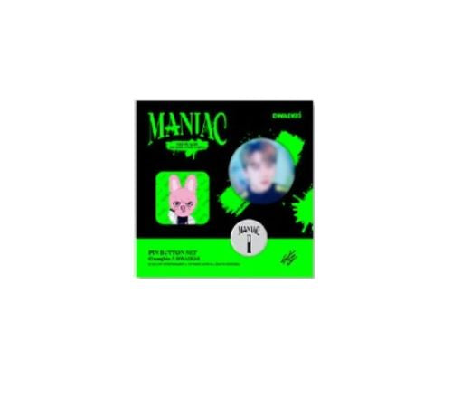 Stray Kids 2nd World Tour Maniac Official Merchandise - SKZOO Pin Button Set + 1 Official Photocard